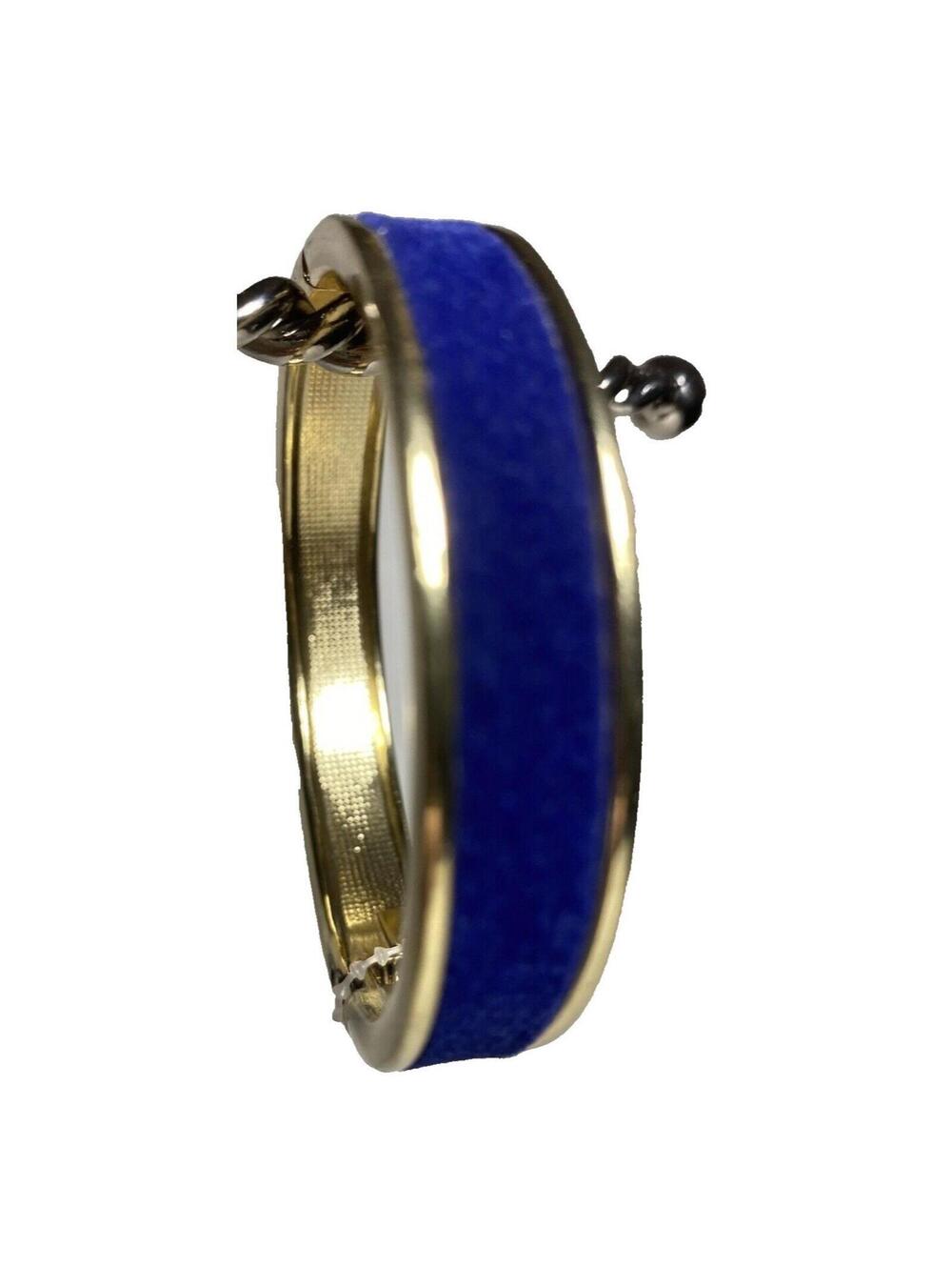 Blue Velvet and Gold Costume Bracelet Elegant Stylish, and Unique Design